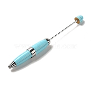 201 Stainless Steel Beadable Pens, Ball-Point Pen, for DIY Personalized Pen, Sky Blue, 119.5x11.5mm(FIND-B030-01)