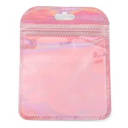 Plastic Laser Packaging Yinyang Zip Lock Bags, Top Self Seal Pouches, Rectangle, Pink, 12x9.5x0.15cm, Unilateral Thickness: 2.5 Mil(0.065mm)(OPP-D003-04D)