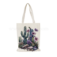 Cactus Printed Canvas Women's Tote Bags, with Handle, Shoulder Bags for Shopping, Rectangle, Plum, 66.5cm, Bag: 39.5~40x32.5~33x0.2cm(ABAG-L018-E01)