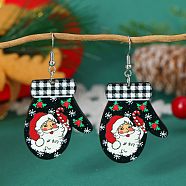 Christmas Gloves Acrylic DIY Dangle Earrings, Platinum, Santa Claus, 62x33mm(AR6870-3)