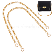 Curb Chain Bag Handles, Aluminum Bag Chains, with Alloy Spring Gate Ring, Golden, 63cm(PURS-WH0001-47B)