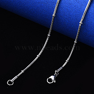 Non-Tarnish 304 Stainless Steel Round Snake Chain Necklace, with Rondelle Beads and Lobster Claw Clasp, Stainless Steel Color, 19.68 inch(50cm)x0.9mm(NJEW-S420-009A-P)