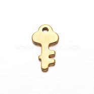 Key 304 Stainless Steel Charms, Golden, 13x6.5x1mm, Hole: 1.5mm(STAS-M208-18)