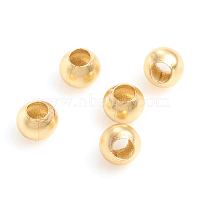 Brass Spacer Beads, Long-Lasting Plated, Round, Real 14K Gold Plated, 3x2.7mm, Hole: 1.4mm