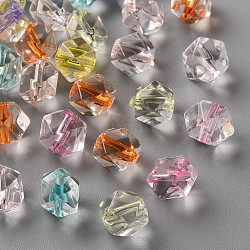 Transparent Acrylic Beads, Faceted, Polygon, Mixed Color, 8x10x9mm, Hole: 1.6mm, about 1300pcs/500g(TACR-S154-15A)