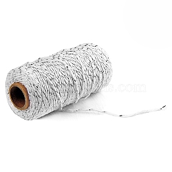 100M Macrame 2-Ply Cotton Braid Thread, with Spool, Round, WhiteSmoke, 2mm, about 109.36 Yards(100m)/Roll(MAKN-PW0001-097A-25)