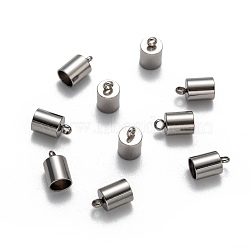 Tarnish Resistant 304 Stainless Steel Cord Ends, End Caps, Stainless Steel Color, 10x6mm, Hole: 2mm, Inner Diameter: 5mm(STAS-M250-05)