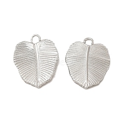 304 Stainless Steel Pendants, Leaf Charm, Stainless Steel Color, 18x14x2mm, Hole: 2mm(STAS-A070-11P)
