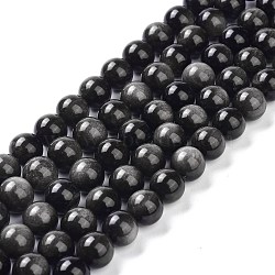 Natural Silver Obsidian Beads Strands, Round, 12mm, Hole: 1.4mm, about 32~33pcs/strand, 14.76''(37.5~38.5cm)(X-G-D083-01A)