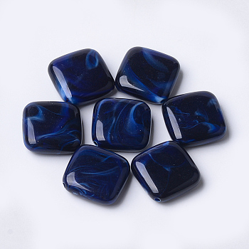 Acrylic Beads, Imitation Gemstone Style, Rhombus, Dark Blue, 23x23.5x7mm, Hole: 1.8mm