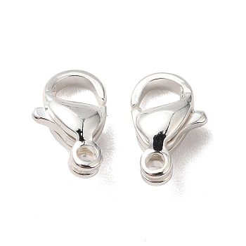 304 Stainless Steel Lobster Claw Clasps, 925 Sterling Silver Plated, 9x5.5x3.5mm, Hole: 1.2mm