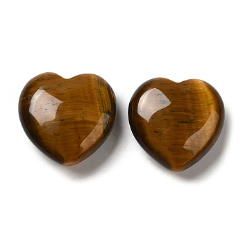 Natural Tiger Eye Healing Stones, Heart Love Stones, Pocket Palm Stones for Reiki Ealancing, 30x30x11.5~12.5mm