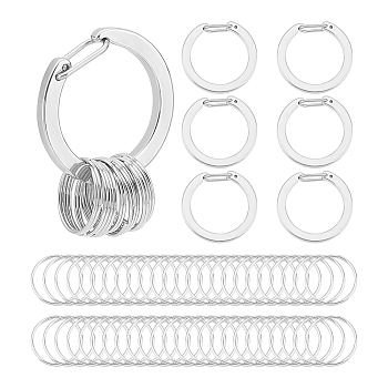 DIY Keychain Making Finding Kit, Including 304 Stainless Steel Spring Gate Rings, Iron Keychian Rings, Platinum & Stainless Steel Color, 54Pcs/box
