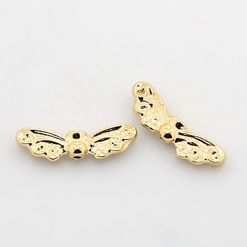 Nickel Free & Lead Free Light Gold Tone Alloy Beads, Long-Lasting Plated, Bees, 7x22x4mm, Hole: 1mm