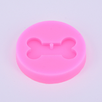 Dog Bone Silicone Pendant Molds, Food Grade Fondant Molds, for DIY Cake Decoration, Chocolate, Candy, UV Resin & Epoxy Resin Jewelry Making, Hot Pink, 54x7.5mm
