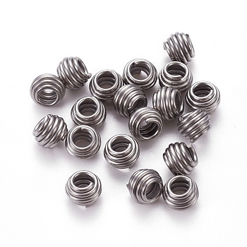 304 Stainless Steel Spring Beads, Rondelle, Stainless Steel Color, 7x5.5mm, Hole: 3.5mm