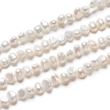 Natural Cultured Freshwater Pearl Beads Strands, Two Sides Polished, Nuggets, Antique White, 3.5~4.5x2.5~3x3~3.5mm, Hole: 0.5mm, about 48pcs/strand, 6.61 inch(16.8cm)