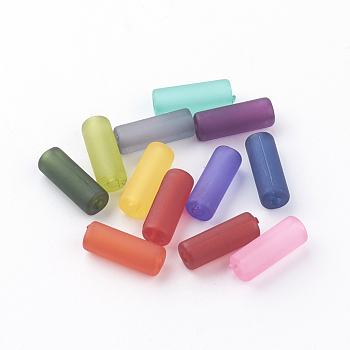 Transparent Acrylic Beads, Frosted, Column, Mixed Color, 13x5mm, Hole: 1.5mm, about 1940pcs/500g