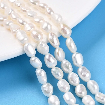 Natural Cultured Freshwater Pearl Beads Strands, Baroque Pearls Keshi Pearl Beads, Two Sides Polished, Creamy White, 7~9x5~6.5x3.5~5mm, Hole: 0.7mm, about 47~49pcs/strand, 13.78~14.17 inch(35~36cm)