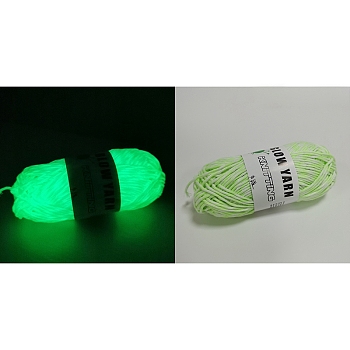 Luminous Two Tone Polyester Yarns, Glow in the Dark Yarn, for Weaving, Knitting & Crochet, Light Green, 2mm, about 53m/skein
