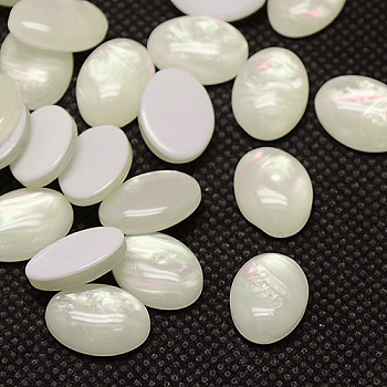 Resin Cabochons, Imitation Shell, Oval, Antique White, 14x10x4mm