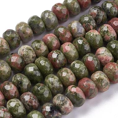 Faceted Natural Unakite Rondelle Beads Strands(G-K090-10)-2