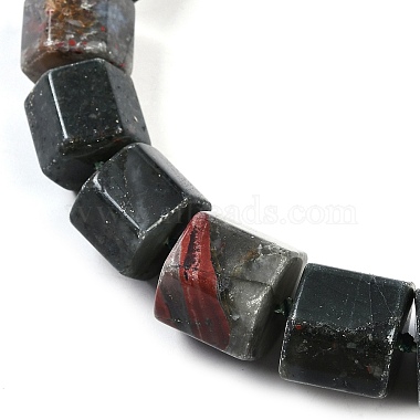 Collares de cuentas graduadas con prismas hexagonales de piedra de sangre natural para mujeres y hombres(NJEW-K388-03Q)-2