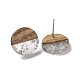 Resin & Walnut Wood Flat Round Stud Earrings with 304 Stainless Steel Pin for Women(EJEW-TAC0021-05A)-2