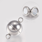 Tarnish Resistant 304 Stainless Steel Magnetic Clasps with Loops, Stainless Steel Color, 19.5x12mm, Hole: 2.2~2.5mm(STAS-G173-05P-12mm)