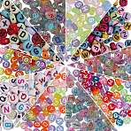 1000Pcs 10 Style Transparent Frosted Acrylic Beads, Flat Round with Letter, Mixed Color, 7x3.5mm, Hole: 1.2mm(OACR-SZ0001-13)
