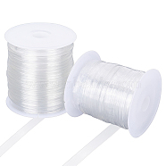 Nbeads 2 Rolls 2 Style Polyurethane Transparent Straps, for Invisible Bra Shoulder Straps, Flat, Clear, 6~8x0.28~0.3mm, 1 roll/style(DIY-NB0006-71)
