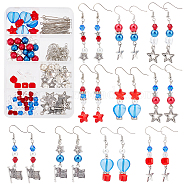 Independence Day Theme Drop Earring DIY Making Kit, Including Alloy Pendants, Glass & Acrylic & Brass Rhinestone Beads, Brass Earring Hooks & Pins, Antique Silver, Mixed Color, 148pcs/box(DIY-SC0018-27)