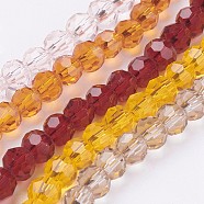 Eco-Friendly Glass Round Bead Strands, Faceted(32 Facets), Mixed Color, 4mm, Hole: 1mm, about 88~90pcs/strand, 28~30cm(EGLA-J042-4mm-M03)
