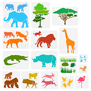 16Pcs 16 Styles Animal PET Hollow Out Drawing Painting Stencils, for DIY Scrapbook, Photo Album, Mixed Shapes, 210x297mm, 1pc/style(DIY-WH0394-0114)