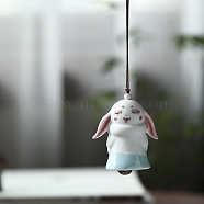 Porcelain Rabbit Hanging Ornaments, Wind Chimes, for Christmas Hanging Decor, White, 193mm(PW-WG56542-01)
