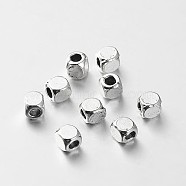 Tibetan Style Alloy Cube Spacer Beads, Antique Silver, 4x4x4mm, Hole: 2mm(X-TIBEB-O004-09)