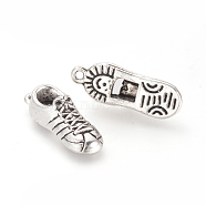 Tibetan Style Alloy Pendants, Cadmium Free & Nickel Free & Lead Free, Gym Shoes, Antique Silver, 27.5~28x9~10x7.5mm, Hole: 1.5mm, about 240pcs/1000g(TIBE-Q070-66AS-NR)