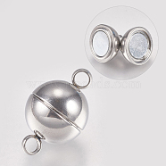 304 Stainless Steel Magnetic Clasps with Loops, Stainless Steel Color, 19.5x12mm, Hole: 2.2~2.5mm(STAS-G173-05P-12mm)