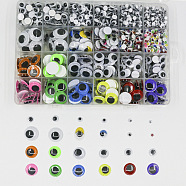 PandaHall Elite 1Box Craft Plastic Wiggle Googly Eyes Cabochons Set, Half Round, Doll Making Supplies, Mixed Color, 1680pcs/box(DOLL-PH0001-06)