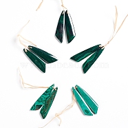 Natural Malachite Pendants, for Jewelry Making, Wing, 43~44.5x10~11x3.5~5mm, Hole: 1.2mm(X-G-G827-04T)
