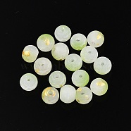 Frosted Baking Painted Crackle Glass Beads with Glitter Powder, Two Tone, Round, Green Yellow, 8x7.5mm, Hole: 1.6mm, about 1538pcs/1000g(DGLA-T004-8mm-01K)