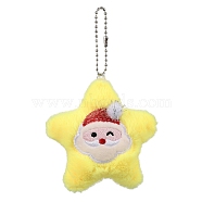 Christmas Theme Cloth Plush Doll Pendant Decorations, with Ball Chain for Bag Ornaments, Star, 145mm(HJEW-D030-01D)