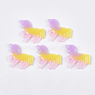 Resin Cabochons, with Glitter Powder, Unicorn, Colorful, 37x34x5mm(X-CRES-T010-30C)