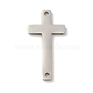 201 Stainless Steel Links, Religion Cross Connector Charms, Stainless Steel Color, 20x10x1mm, Hole: 1.2mm(STAS-E217-12P)