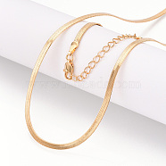 Brass Flat Snake Chain Necklaces for Women Men, Real 18K Gold Plated, 17.87x0.12x0.02 inch(45.4x0.3x0.05cm)(NJEW-N054-04G)