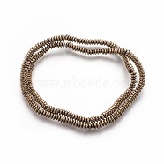 Electroplated Non-magnetic Synthetic Hematite Beads Strands, Disc, Antique Bronze Plated, 4x1.5mm, Hole: 0.8mm, about 266pcs/strand, 15.74 inch(40cm)(G-P401-10AB)