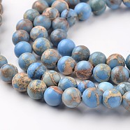 Natural Imperial Jasper Beads Strands, Round, Dyed, Cornflower Blue, 4mm, Hole: 1mm, about 90pcs/strand, 15.2 inch(X-G-I122-4mm-13)