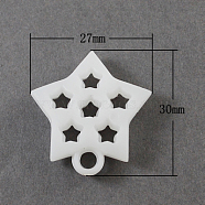 Opaque Acrylic Pendants, Star, White, 30x27x6mm, Hole: 4mm(X-SACR-R695-2)