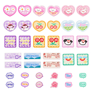 CHGCRAFT 38Pcs 19 Style Transparent Printed Acrylic Cabochons, with Glitter Powder, Mixed Shapes, Mixed Color, 15.5~50x20~50x1.5~2.5mm, 2pcs/style (TACR-CA0001-16)