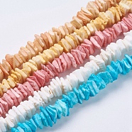 Natural Sea Shell Beads Strands, Dyed, Square Heishi Beads, Mixed Color, 1~3.5x4.5~10x4.5~10mm, Hole: 0.5mm, 16.1 inch~16.9 inch(BSHE-K012-08)